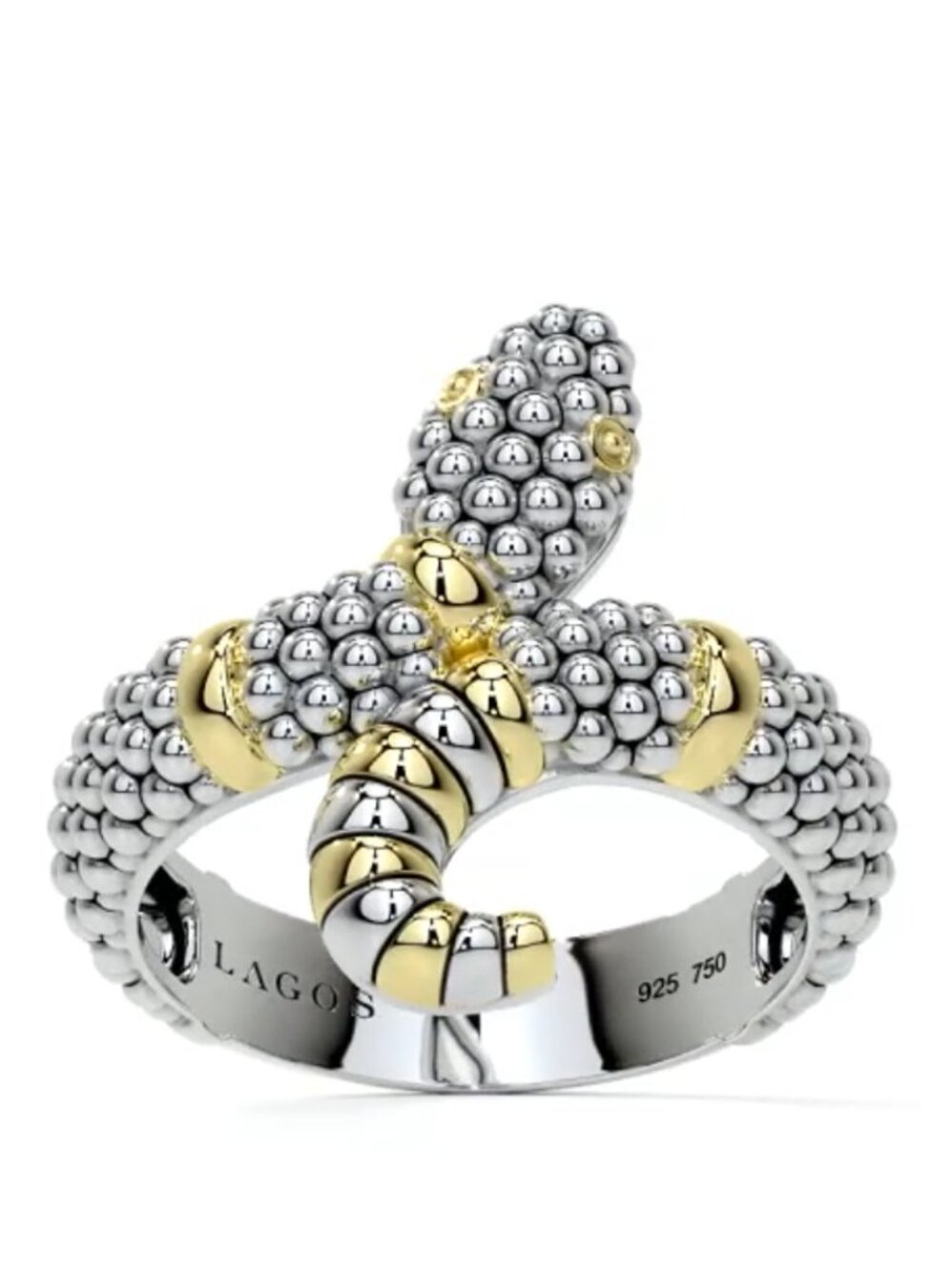 Rare Wonders  Two-Tone Snake Ring from Lagos Size 7